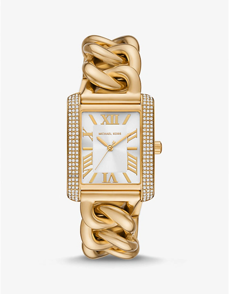 Oversized Emery Pavé Gold-Tone Curb Link Watch