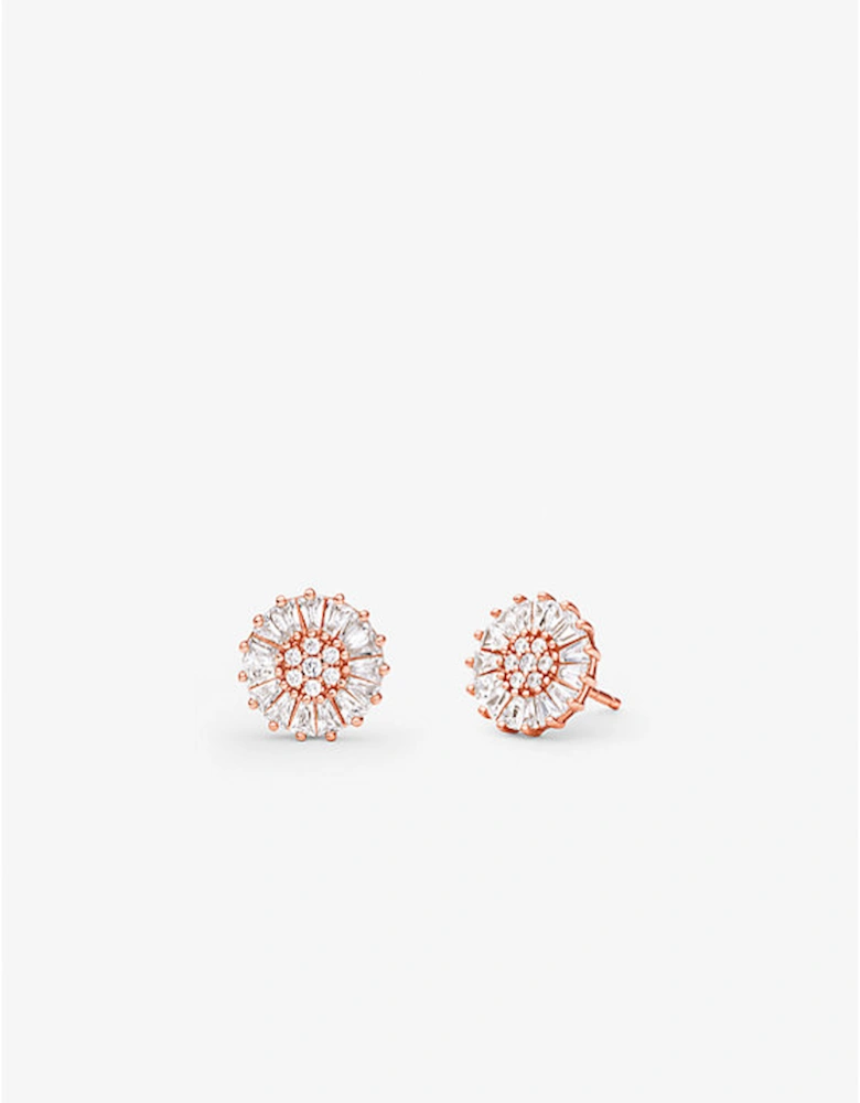 Precious Metal-Plated Sterling Silver Pavé Stud Earrings