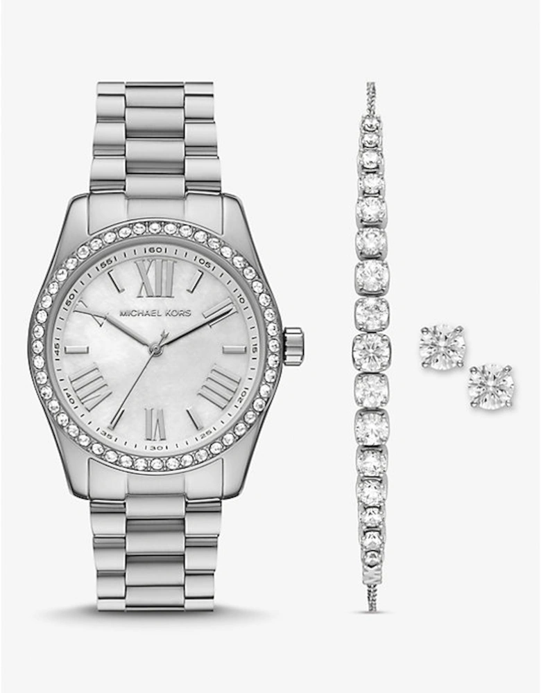 Lexington Pavé Silver-Tone Watch and Bracelet Set