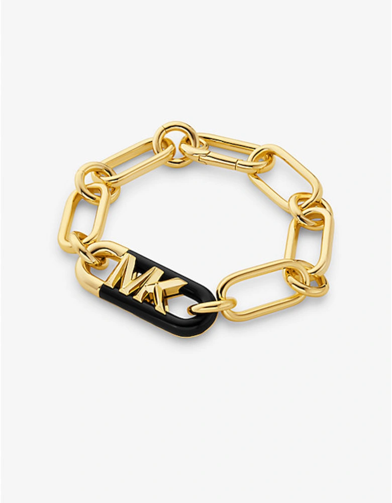Precious Metal-Plated Brass and Acetate Empire Logo Bracelet
