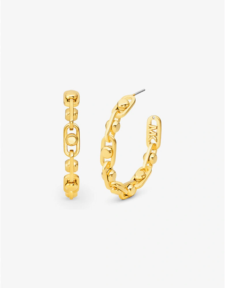 Astor Medium Precious Metal-Plated Brass Link Hoop Earrings