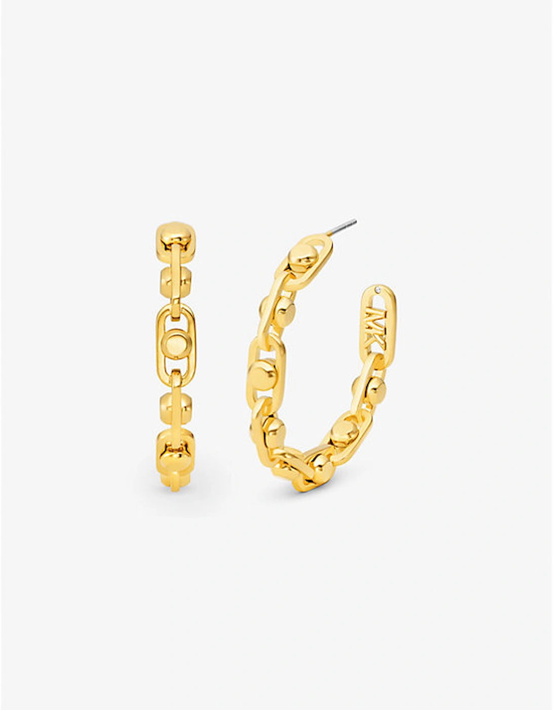 Astor Medium Precious Metal-Plated Brass Link Hoop Earrings, 2 of 1