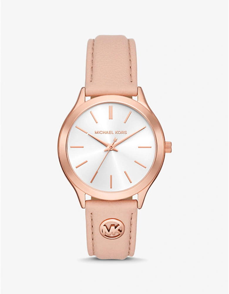 Slim Runway Rose Gold-Tone and Leather Watch