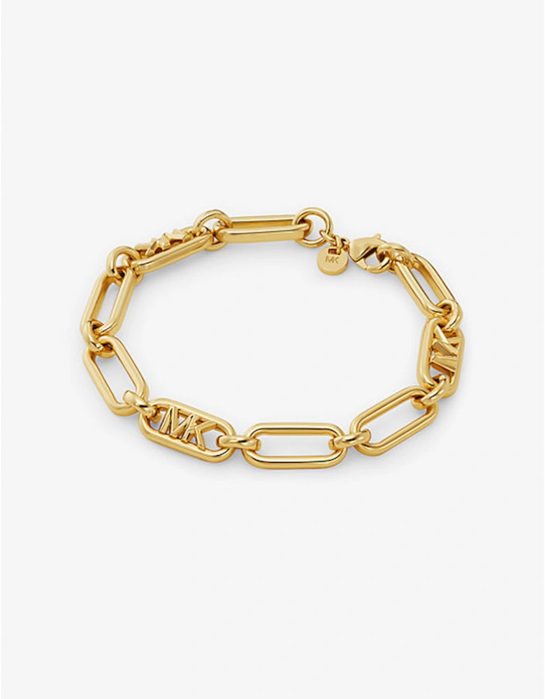 Precious Metal-Plated Brass Empire Logo Chain Link Bracelet