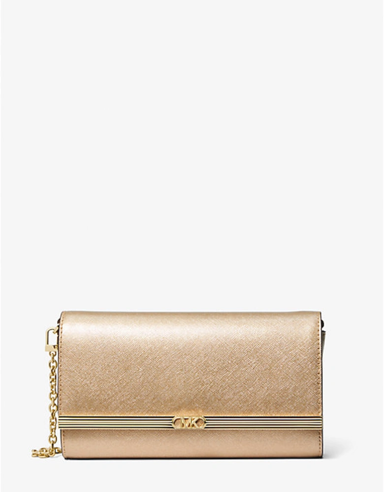 Mona Large Metallic Leather Clutch