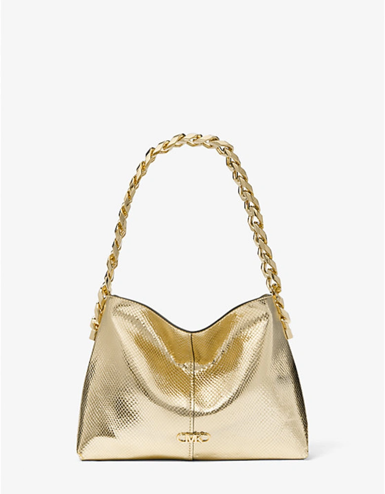 Jordyn Small Metallic Snake Embossed Leather Shoulder Bag