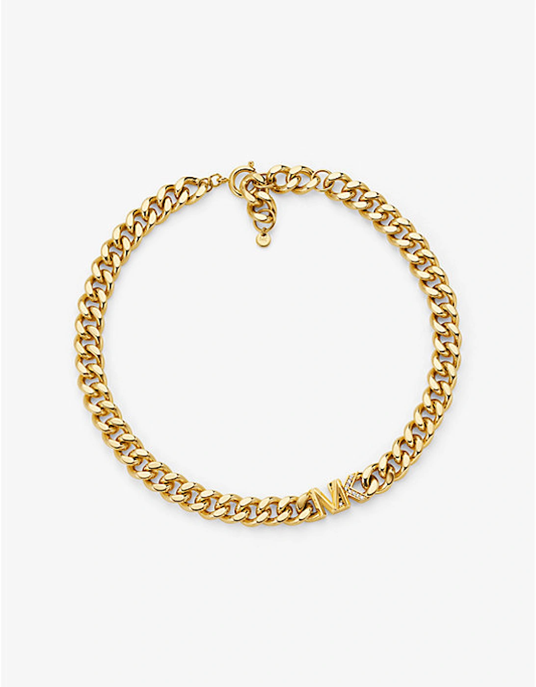 Precious Metal-Plated Brass Pavé Logo Curb Link Necklace, 2 of 1