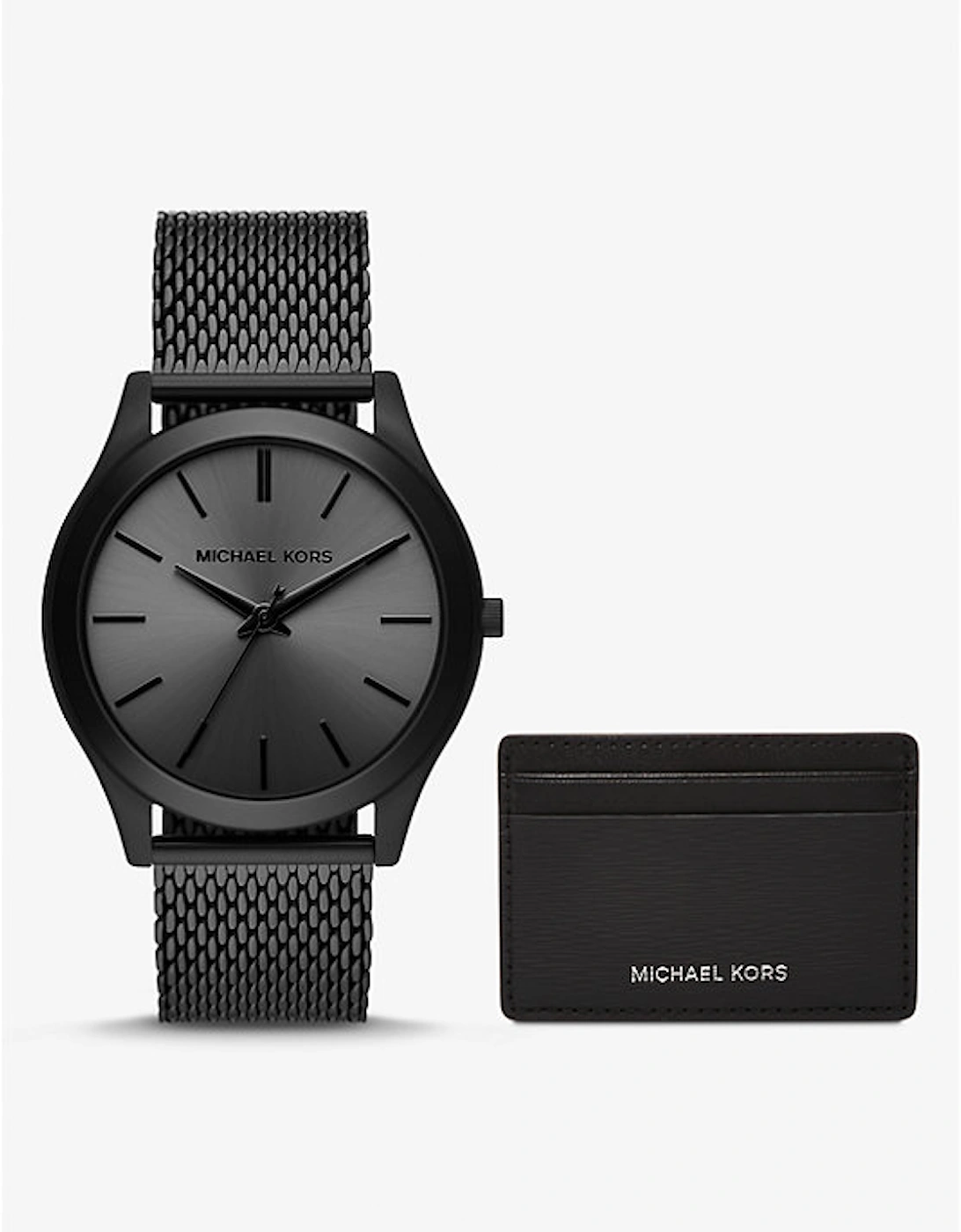 Oversized Slim Runway Black-Tone Watch and Card Case Gift Set, 2 of 1