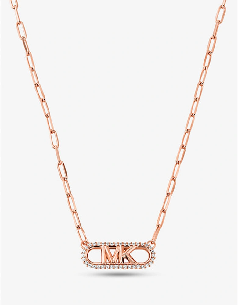 Precious Metal-Plated Sterling Silver Empire Logo Chain Link Necklace