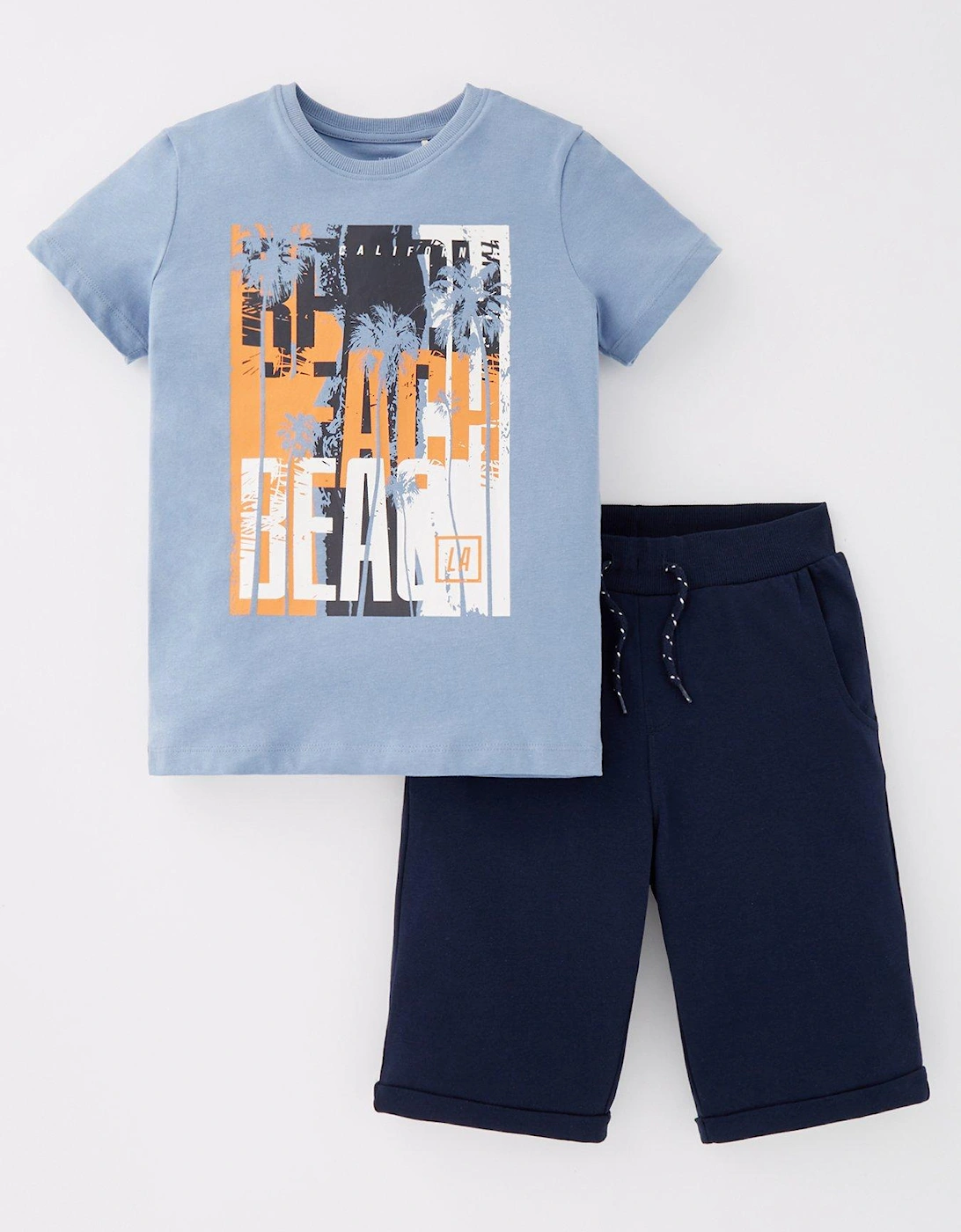 Boys 2 Piece Beach Tshirt & Shorts Set - Troposphere Beach - Blue, 5 of 4