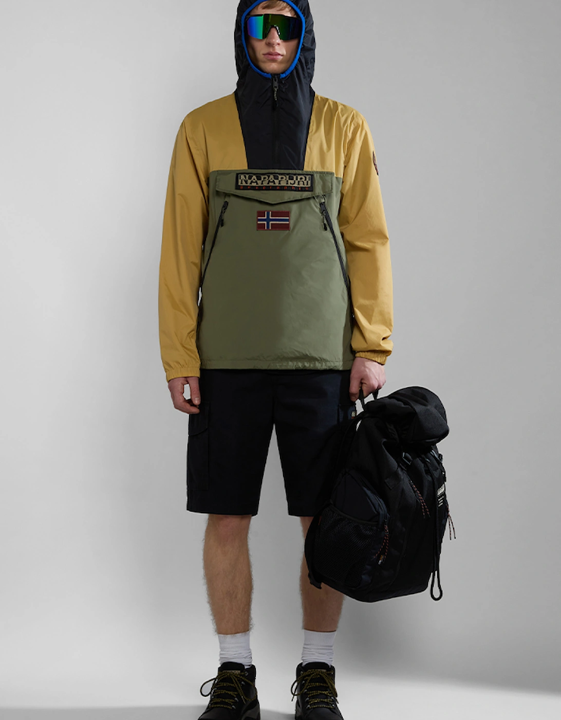 Men's Napapijri Men's Rainforest Ripstop Anorak Jacket - Tan - Size: 38/Regular