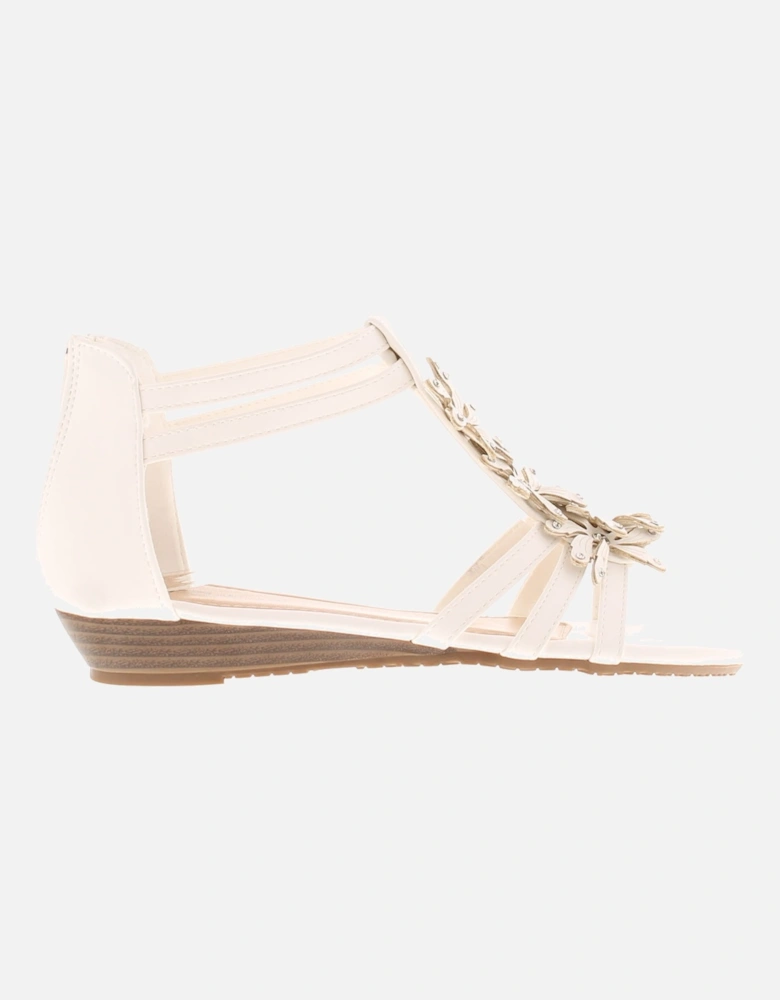 Womens Gladiator Strappy Sandals Floella Zip white UK Size