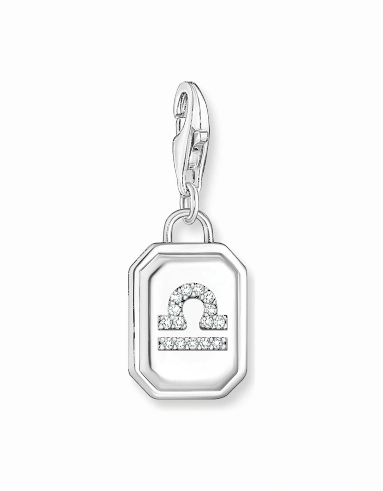 Libra Zodiac Charm: Retro-Inspired Octagon, 925 Silver