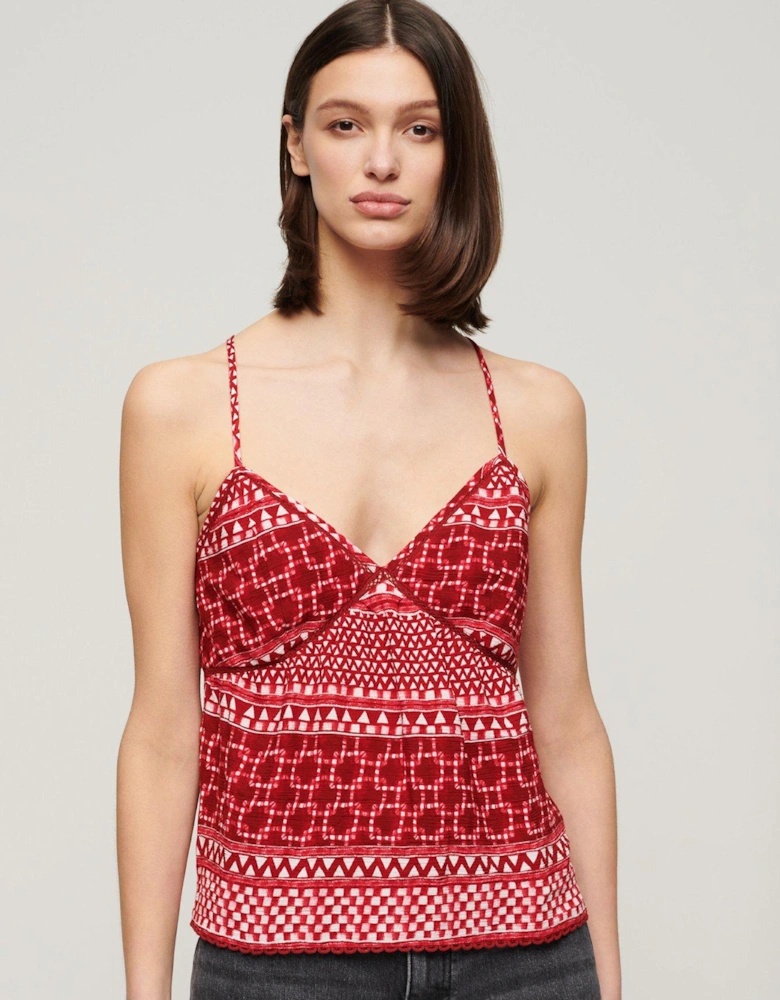 Printed Woven Cami Top - Red