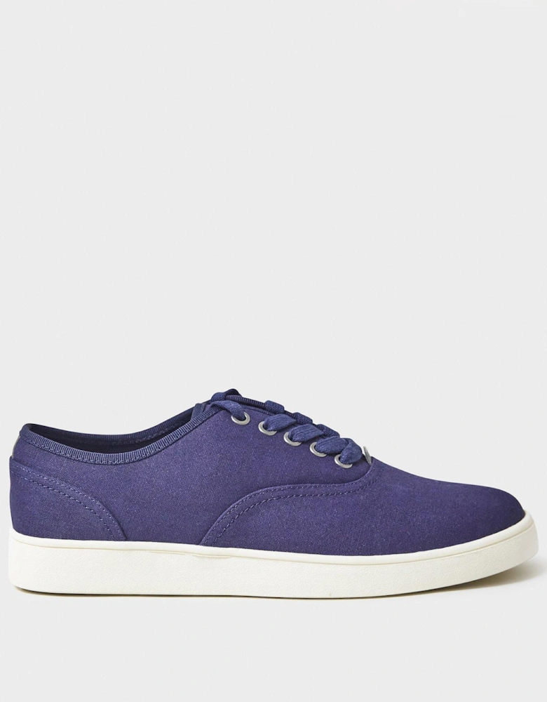 Laced Canvas Oxford Trainer - Blue
