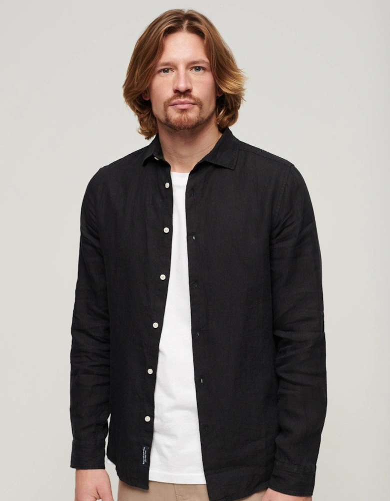 Studios Linen Long Sleeve Shirt - Black