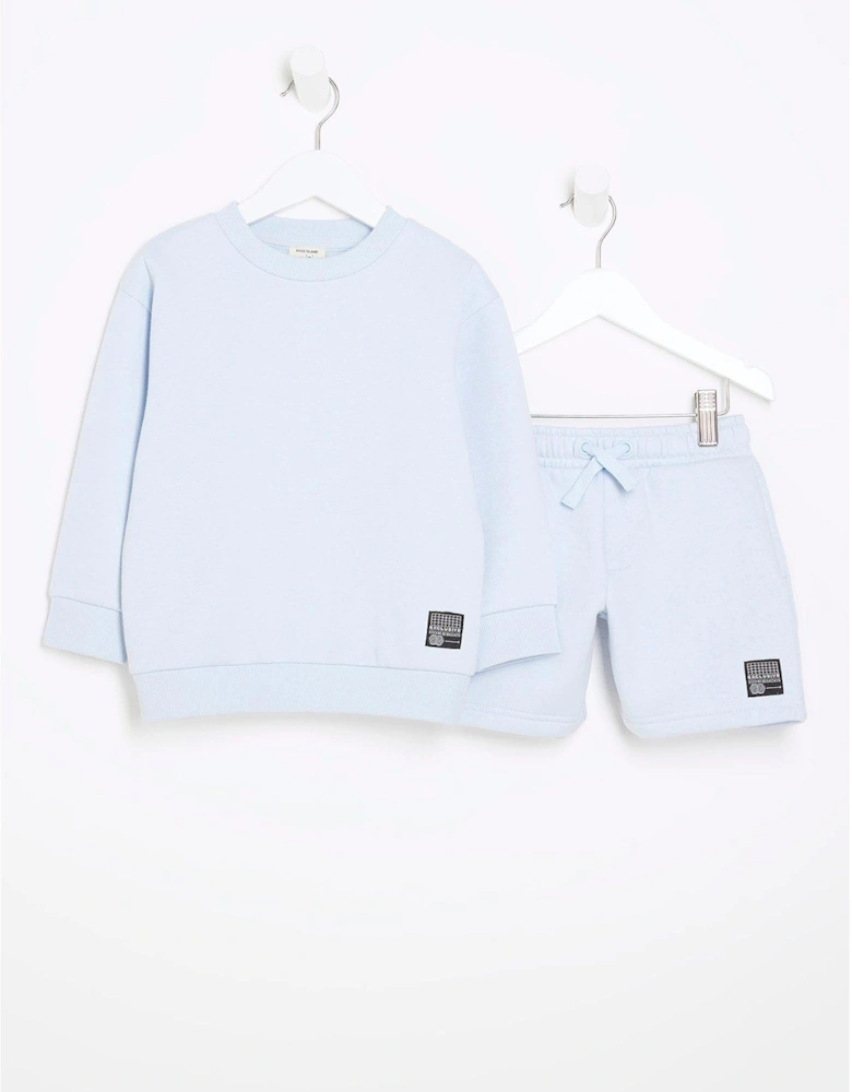 Mini Boys Sweatshirt And Shorts Set - Blue