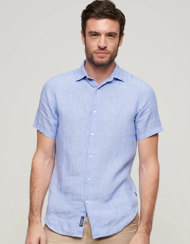 Studios Linen Short Sleeve Slim Fit Shirt - Blue