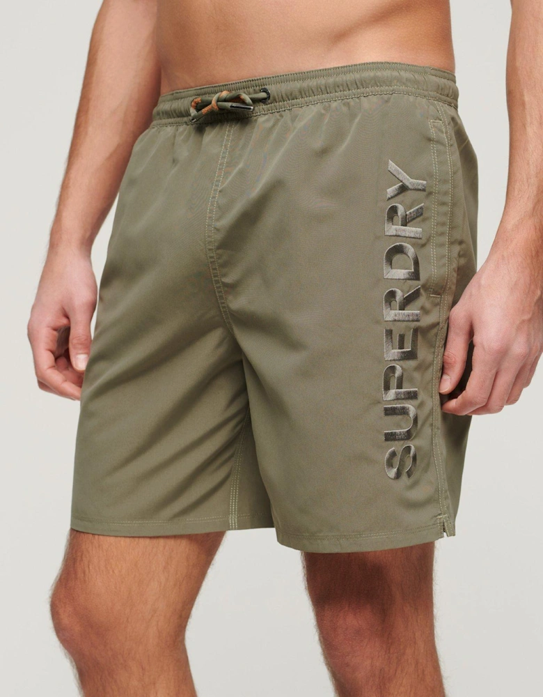 Premium Embroidered 17" Swim Shorts - Khaki
