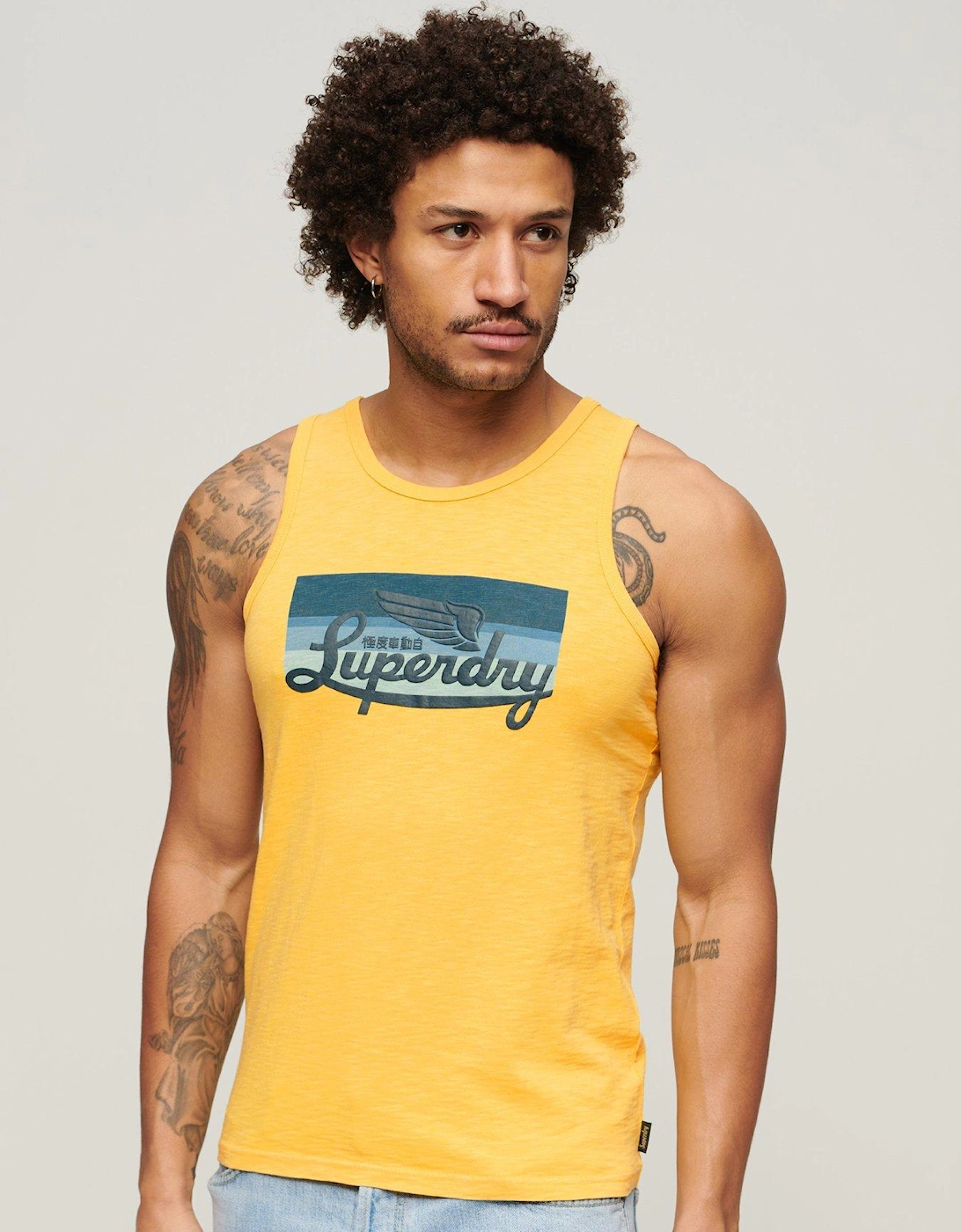 Cali Striped Logo Vest Top - Yellow, 2 of 1