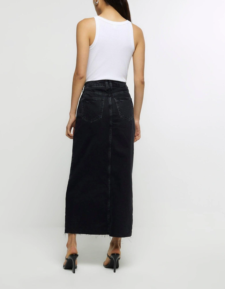 Denim Midaxi Skirt - Black