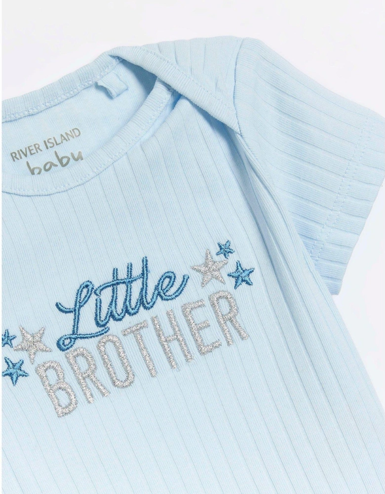 Mini Baby Boys Embroidered All In One Set - Blue