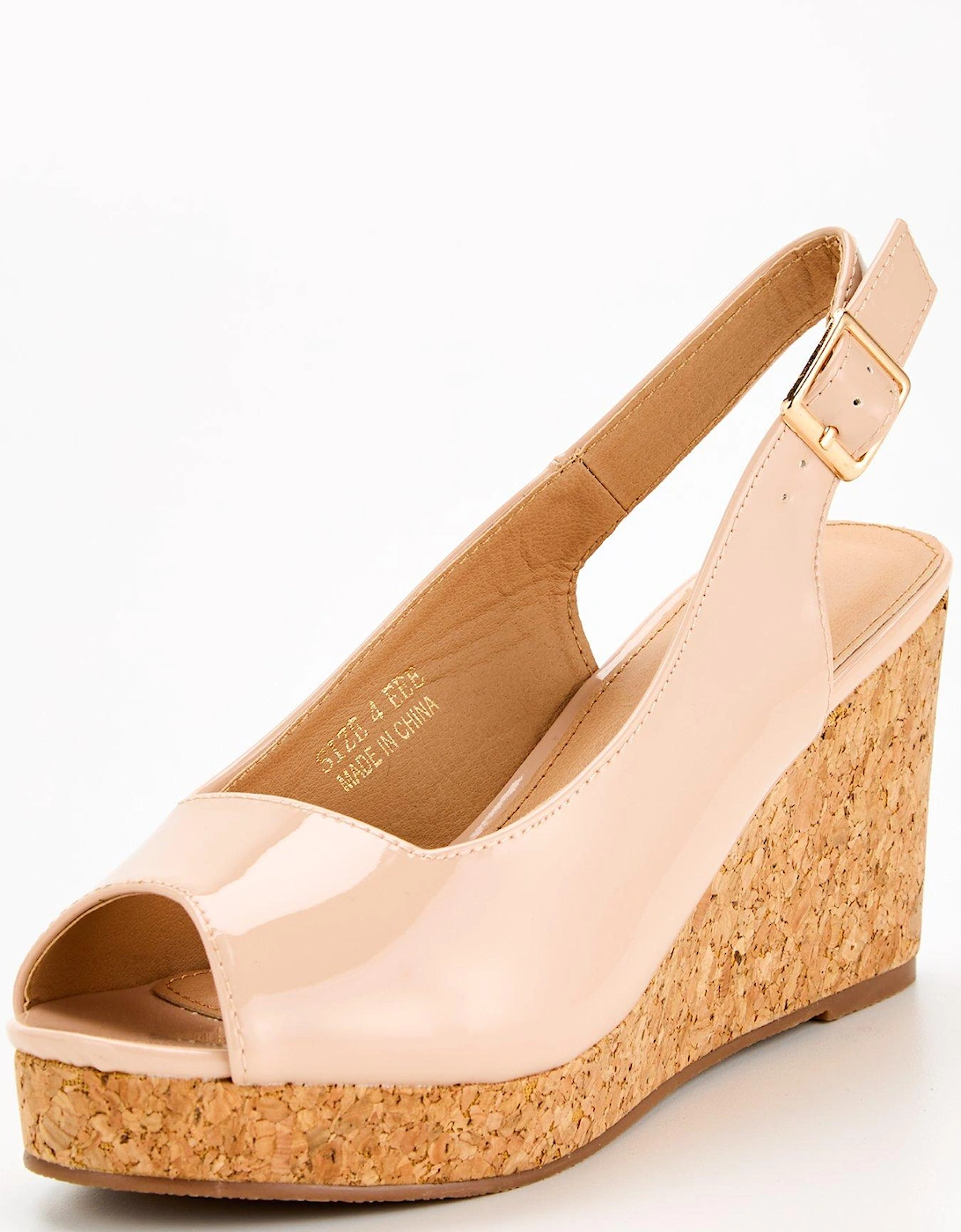 Extra Wide Fit Peep Toe Wedge - Nude