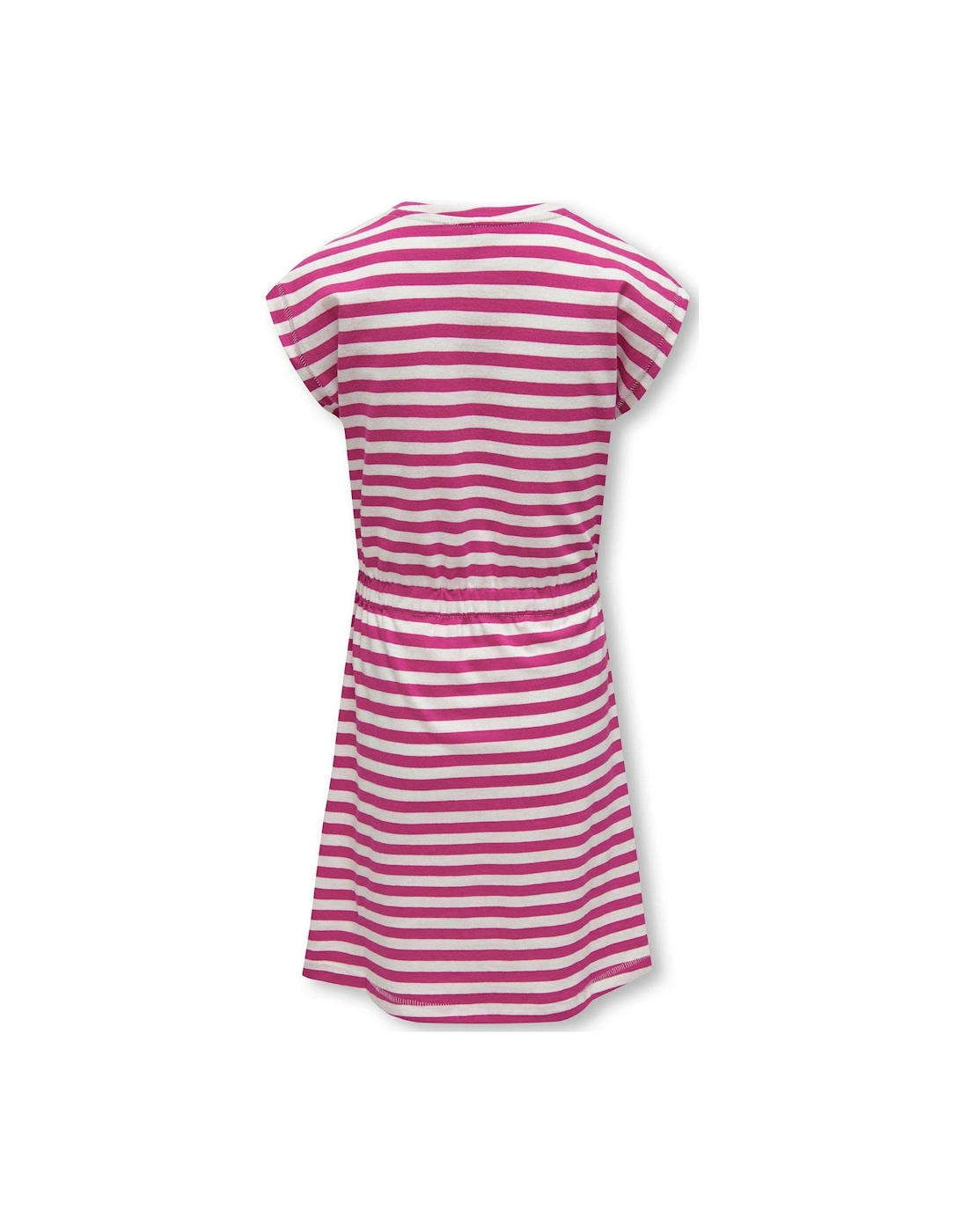 Girls May Short Sleeve Stripe Jersey Dress - Very Berry/Cloud Dancer