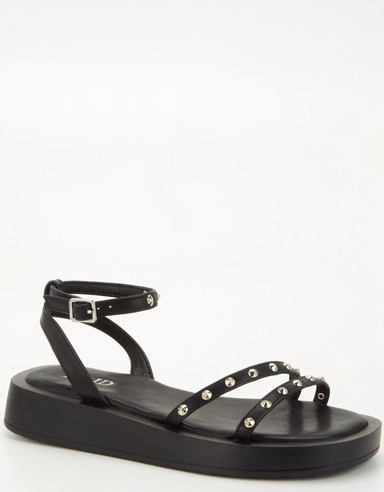 Reeta Flatform Embellished Sandals - Black