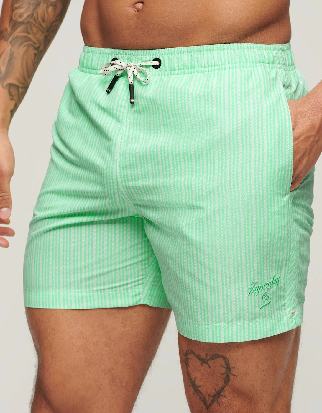 Printed 15" Stripe Swim Shorts - Light Green, 2 of 1