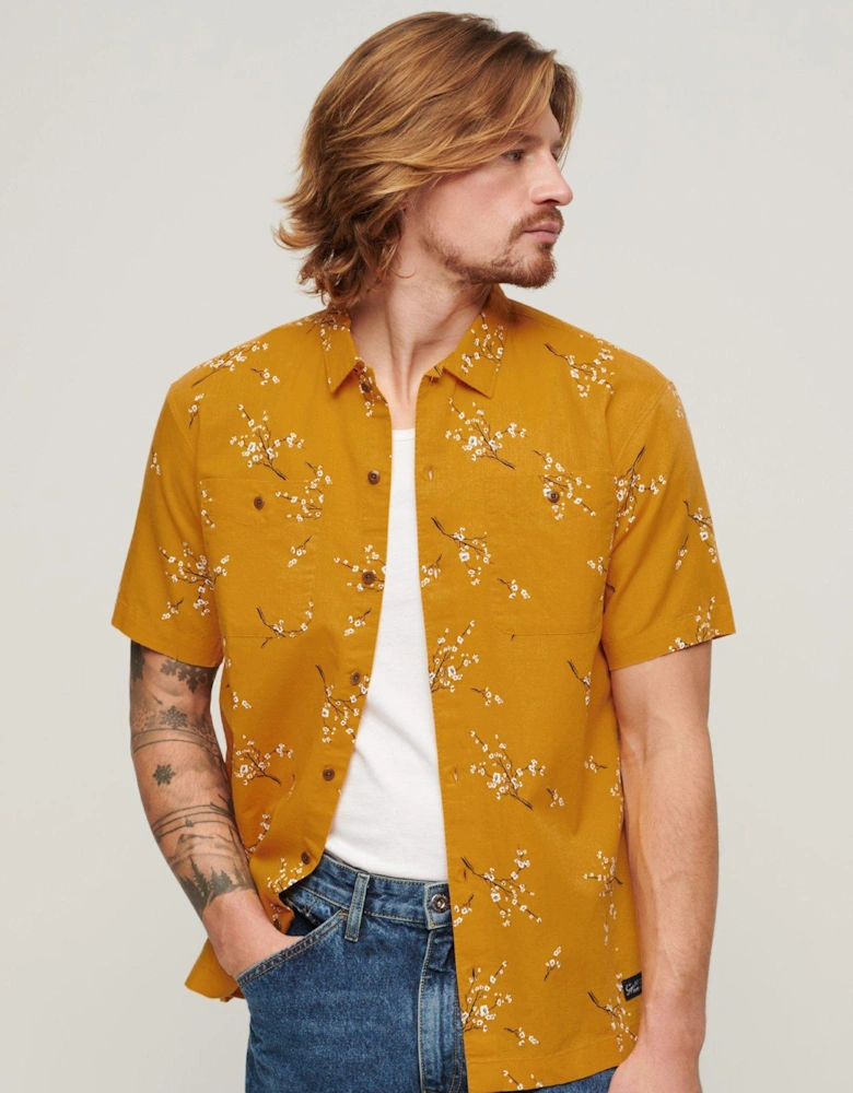 Hawaiian Short Sleeve Regular Fit Shirt - Bright Yellow