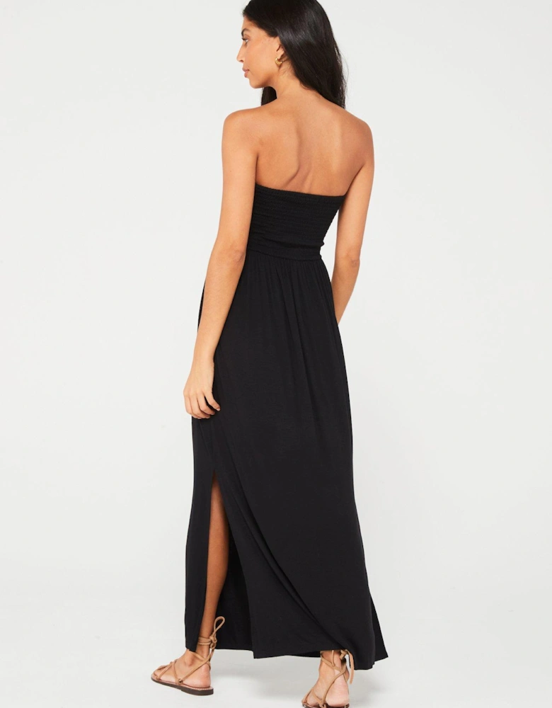 Bandeau Beach Maxi Dress - Black