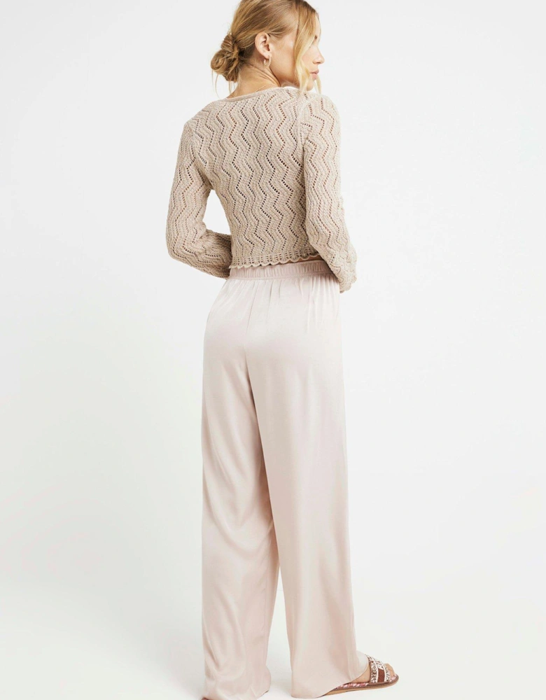 Pull On Satin Trouser - Light Pink