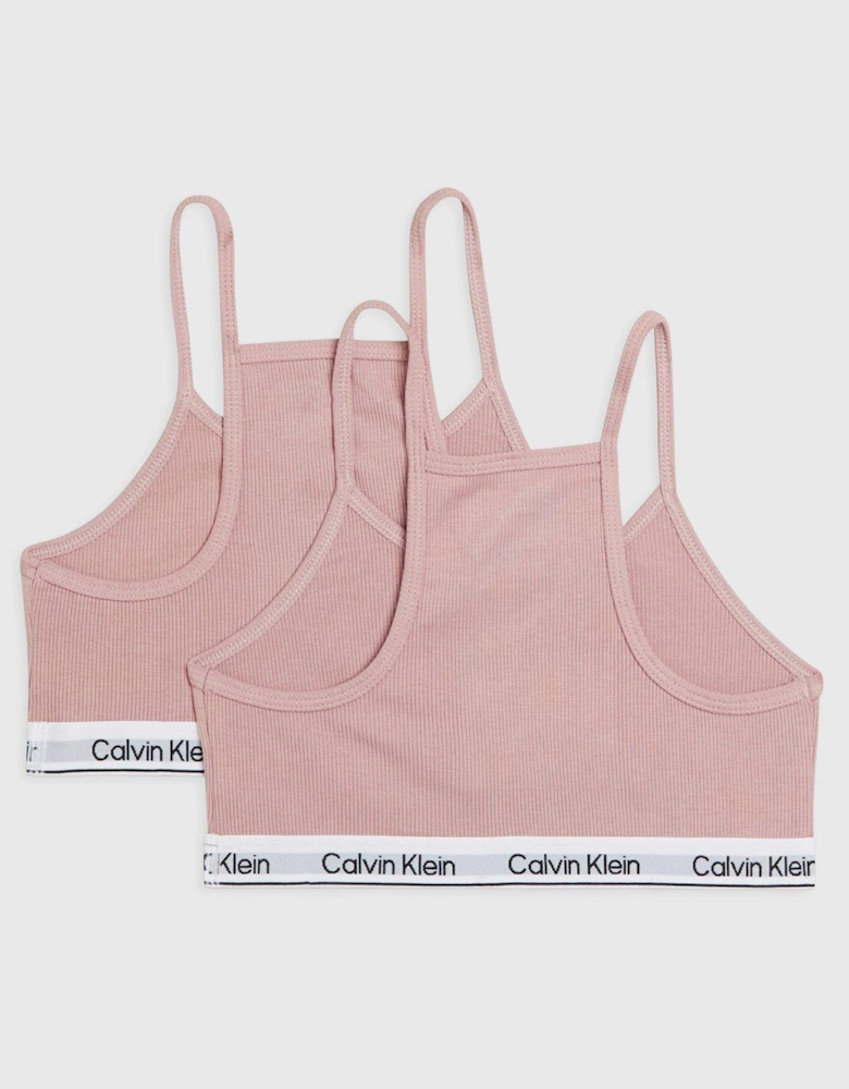 Girls 2 Pack Racer Back Bralette Set - Velvet Pink