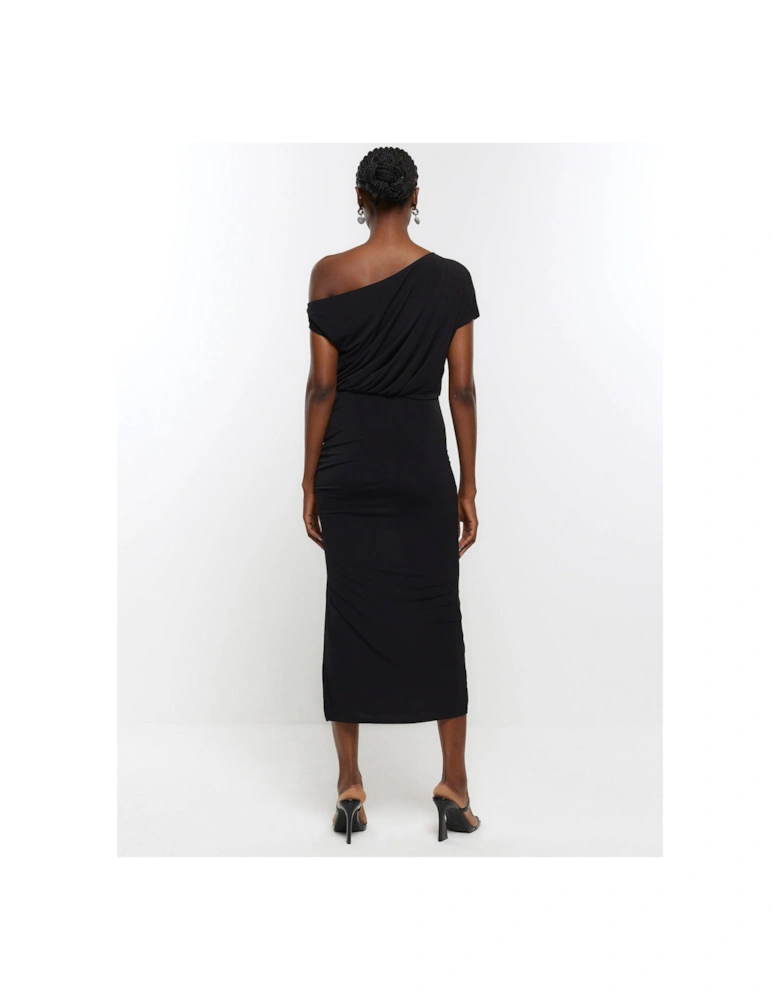 Drape Midi Dress - Black