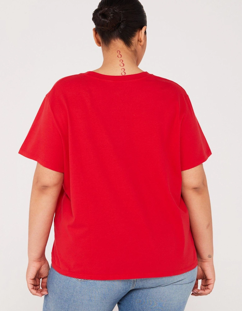 Plus The Perfect T-shirt - Script Red