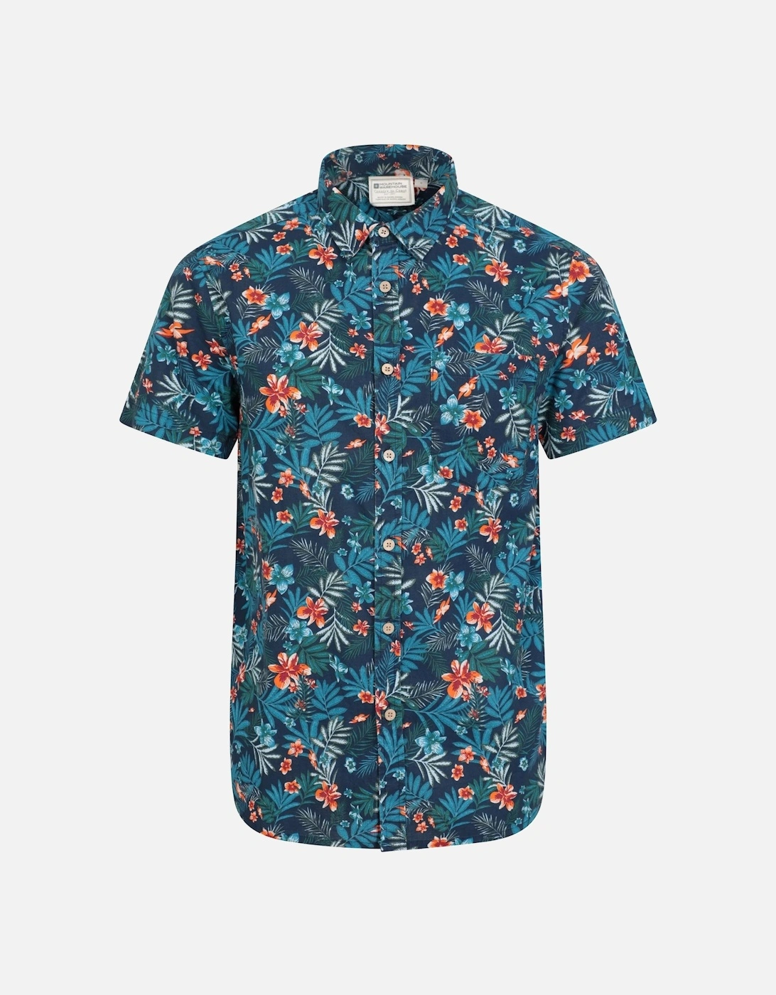 Mens Tropical Floral Short-Sleeved Shirt, 5 of 4