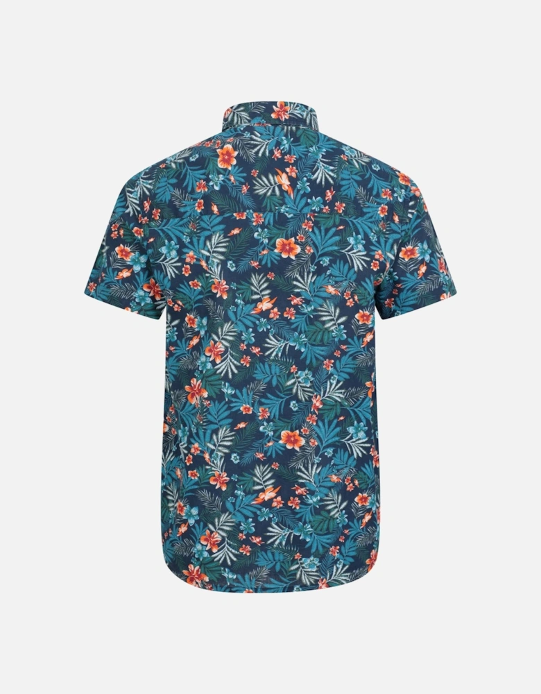 Mens Tropical Floral Short-Sleeved Shirt
