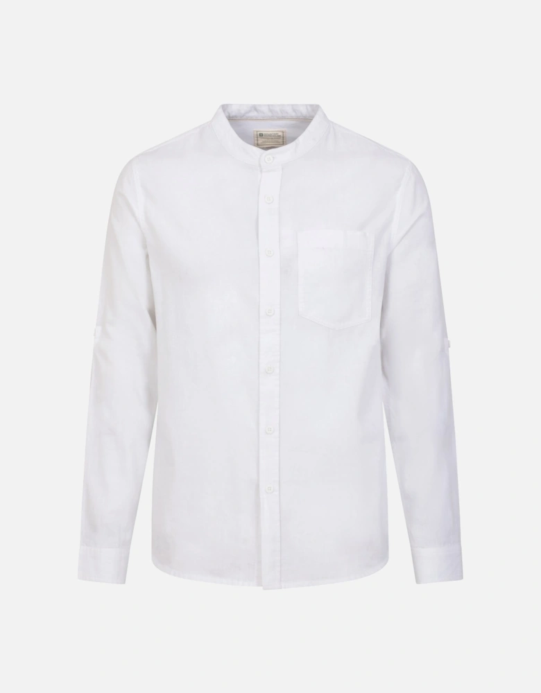 Mens Lowe Linen Blend Grandad Collar Shirt