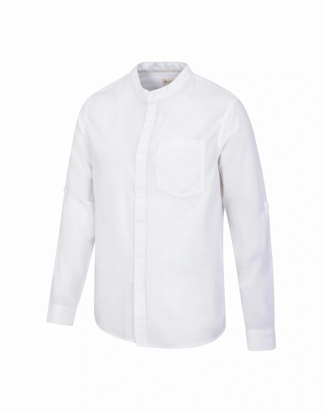 Mens Lowe Linen Blend Grandad Collar Shirt