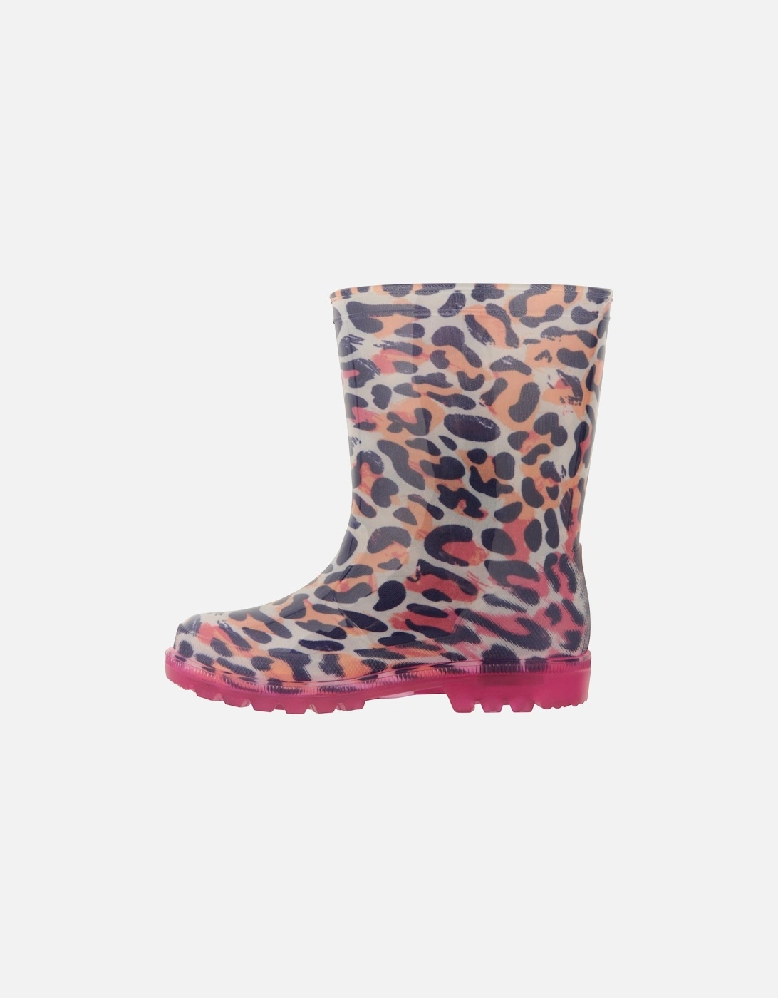 Childrens/Kids Splashed Leopard Print Flashing Lights Wellington Boots