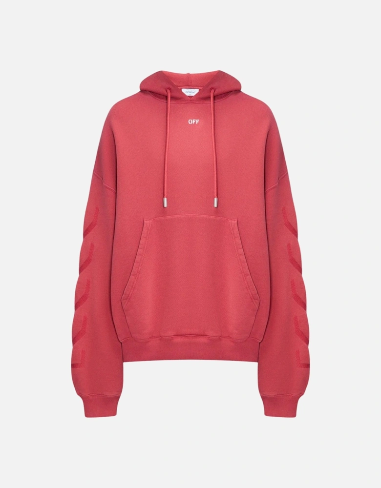 Off White St Matthew Design Skate Fit Washed Red Hoodie