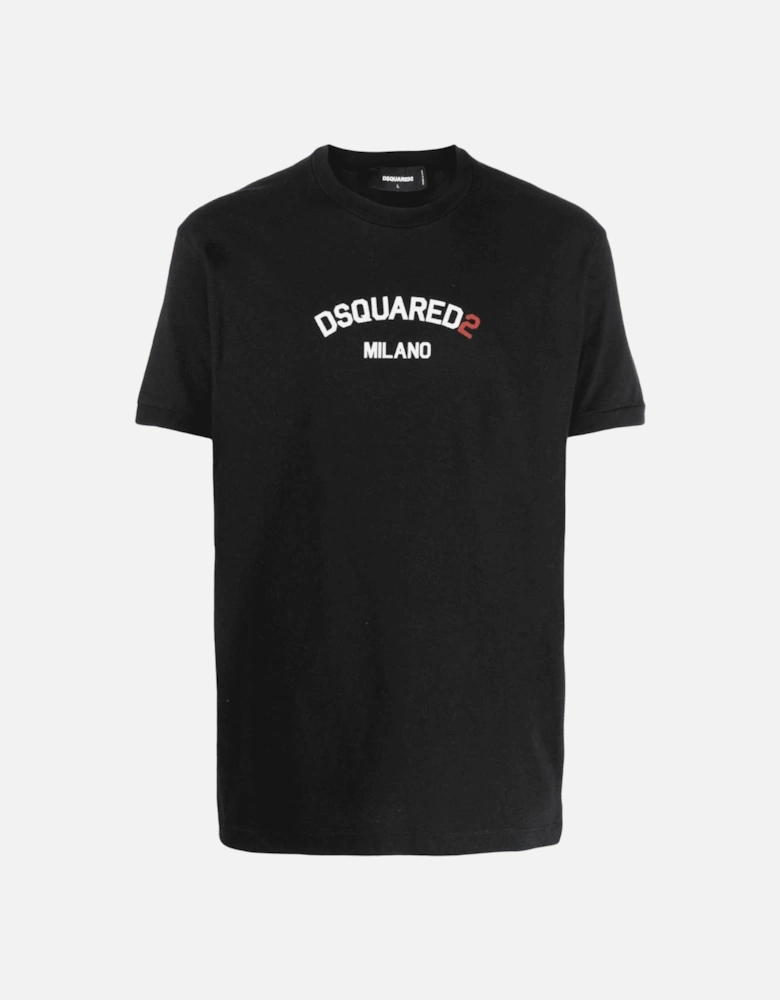 Branded Milano Logo Cool Fit Black T-Shirt