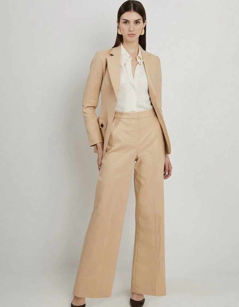 Cotton Sateen Pocket Detail Single Breasted Tailored Blazer