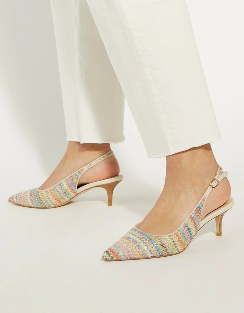 Ladies Celima - Rainbow Raffia Sling-Backs