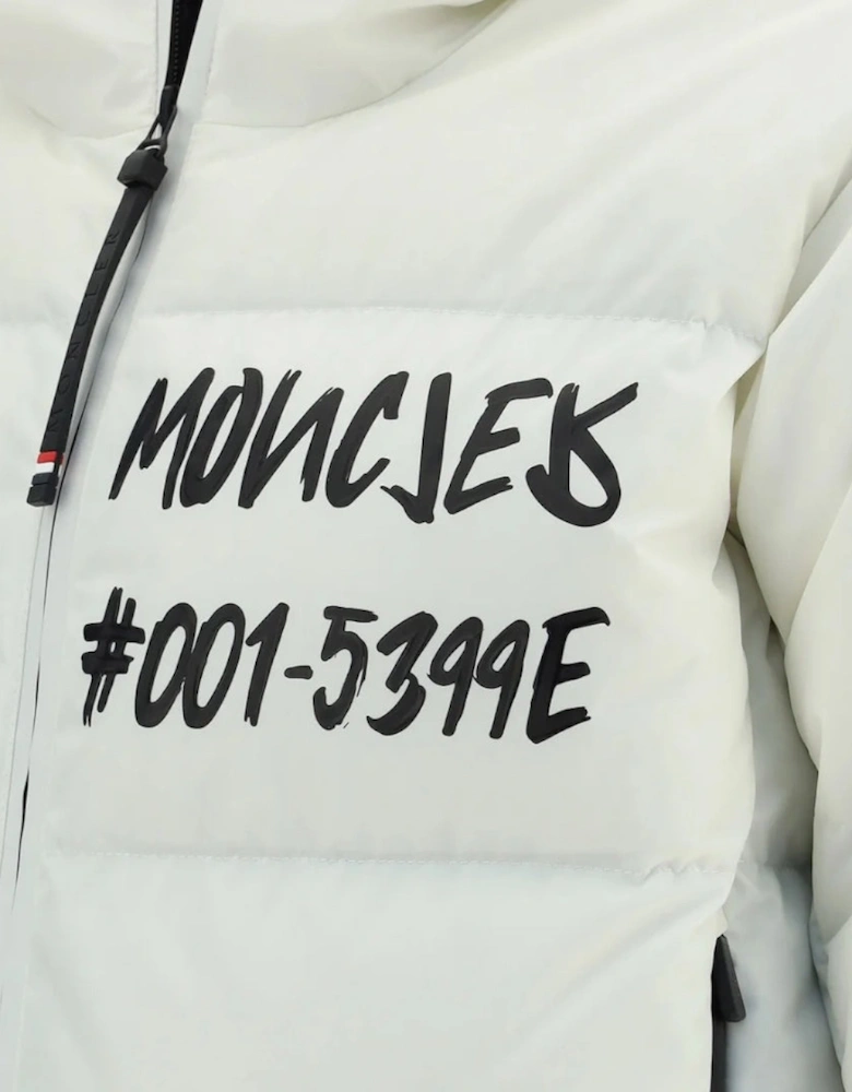 Grenoble Mazod Logo Printed Puffer White Hooded Jacket