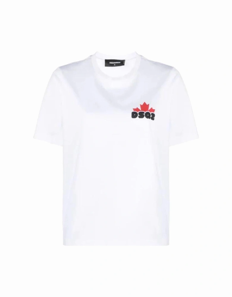 Small Maple Leaf Logo Cool Fit White T-Shirt
