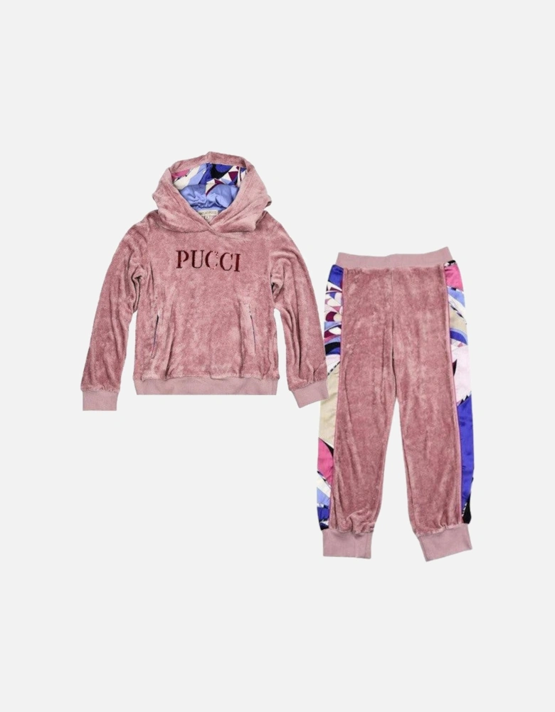 Girls Dusty Pink Velvet Sweatshirt Set