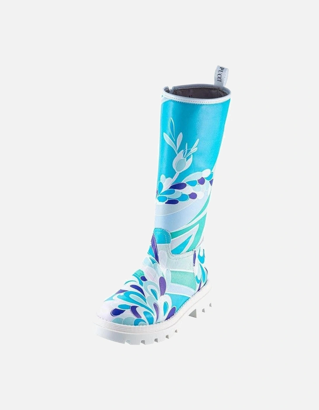 Girls Blue Flower Print Boots, 2 of 1