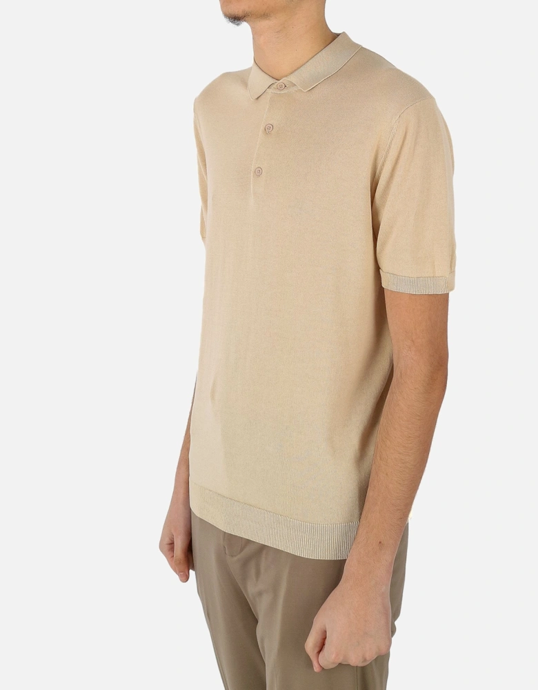 Knitted Beige Polo Shirt